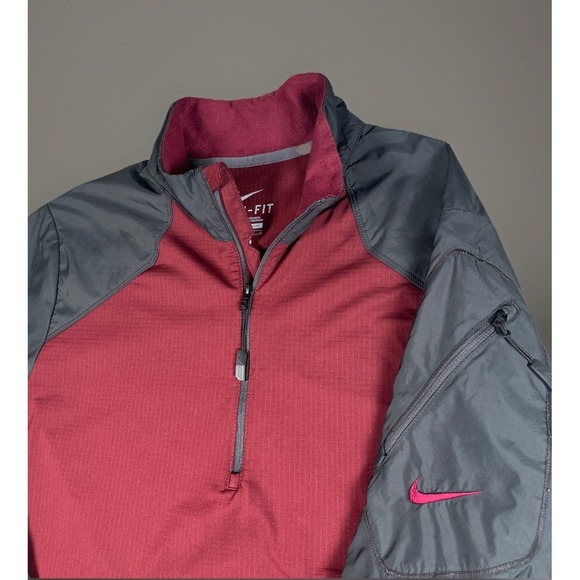Nike Dri-Fit 1/4 Zip Jacket Men L Windbreaker Swoosh Arm Zip Pocket Pullover EUC - Picture 1 of 11